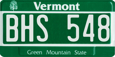 VT license plate BHS548