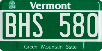VT license plate BHS580