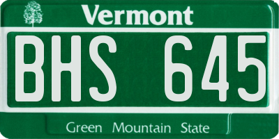 VT license plate BHS645