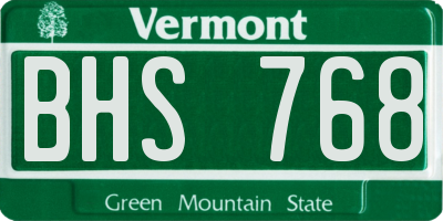 VT license plate BHS768