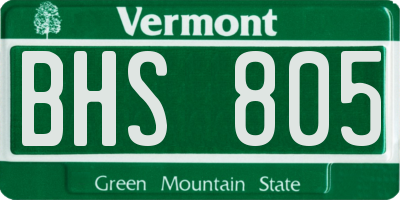 VT license plate BHS805