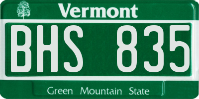 VT license plate BHS835