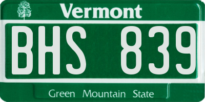 VT license plate BHS839