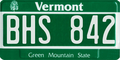 VT license plate BHS842