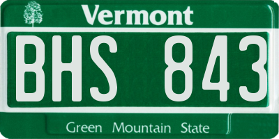 VT license plate BHS843