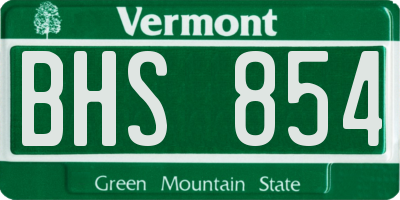 VT license plate BHS854