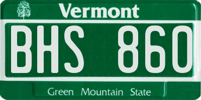 VT license plate BHS860
