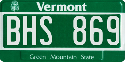 VT license plate BHS869