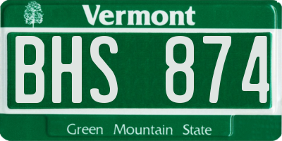 VT license plate BHS874
