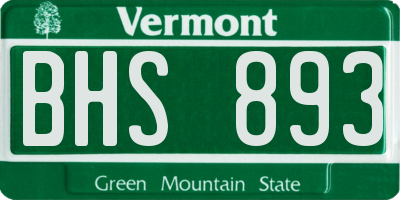 VT license plate BHS893