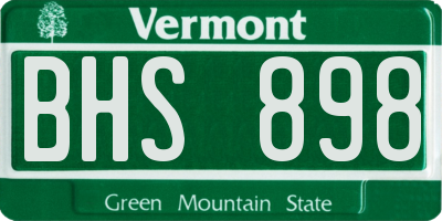 VT license plate BHS898