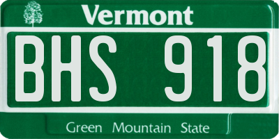 VT license plate BHS918