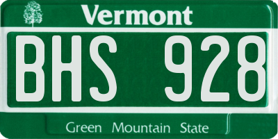 VT license plate BHS928