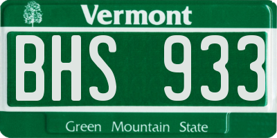VT license plate BHS933