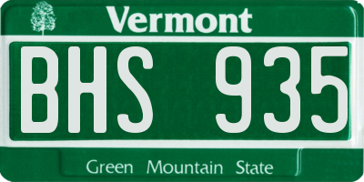 VT license plate BHS935