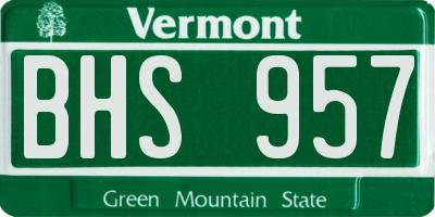 VT license plate BHS957