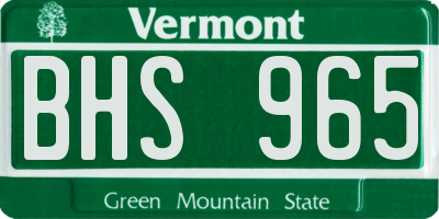 VT license plate BHS965