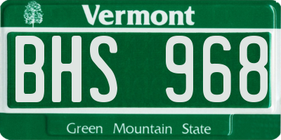 VT license plate BHS968