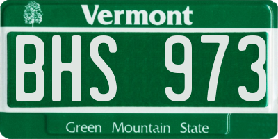 VT license plate BHS973