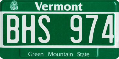 VT license plate BHS974