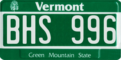 VT license plate BHS996