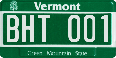 VT license plate BHT001
