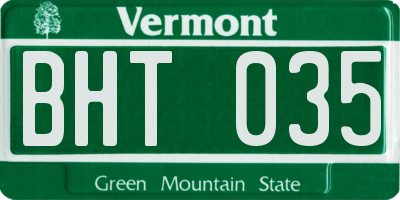 VT license plate BHT035