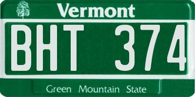 VT license plate BHT374