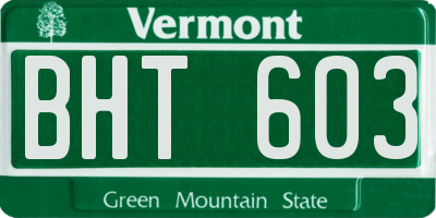 VT license plate BHT603