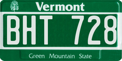VT license plate BHT728