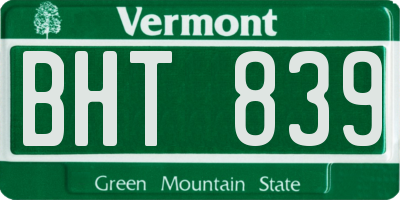 VT license plate BHT839