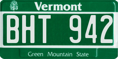 VT license plate BHT942