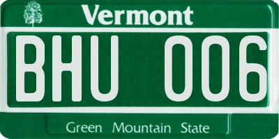 VT license plate BHU006