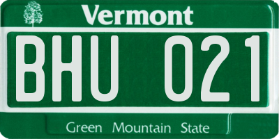 VT license plate BHU021