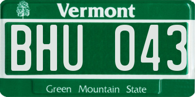 VT license plate BHU043