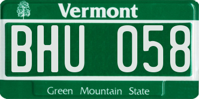 VT license plate BHU058
