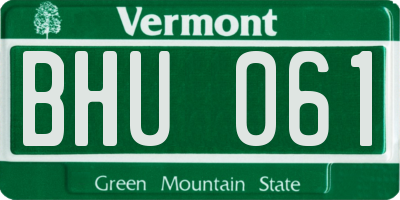VT license plate BHU061