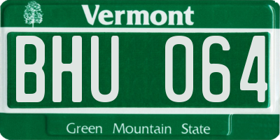 VT license plate BHU064