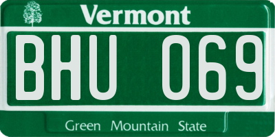 VT license plate BHU069
