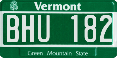VT license plate BHU182