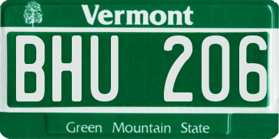 VT license plate BHU206
