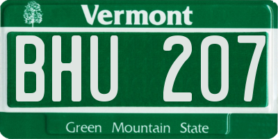 VT license plate BHU207