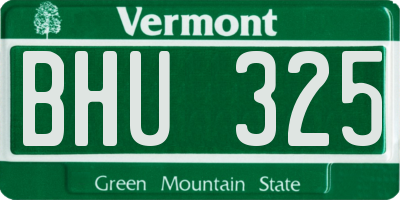 VT license plate BHU325