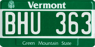 VT license plate BHU363