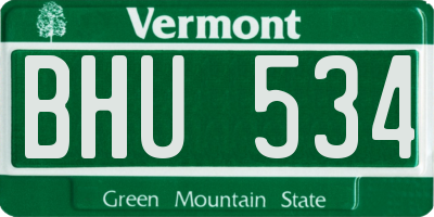 VT license plate BHU534