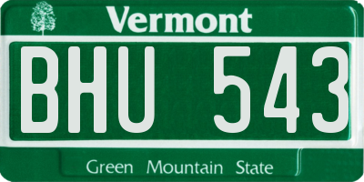 VT license plate BHU543