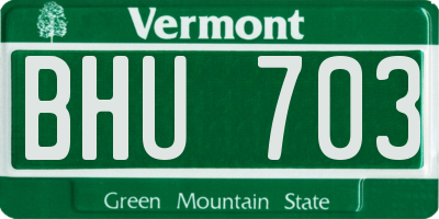VT license plate BHU703