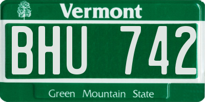 VT license plate BHU742