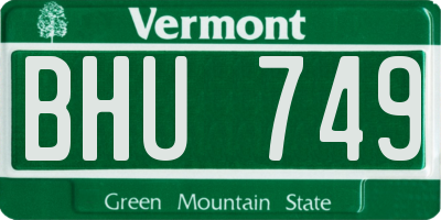 VT license plate BHU749