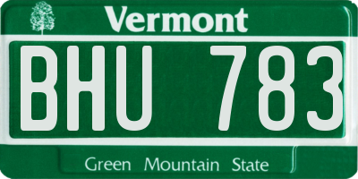 VT license plate BHU783